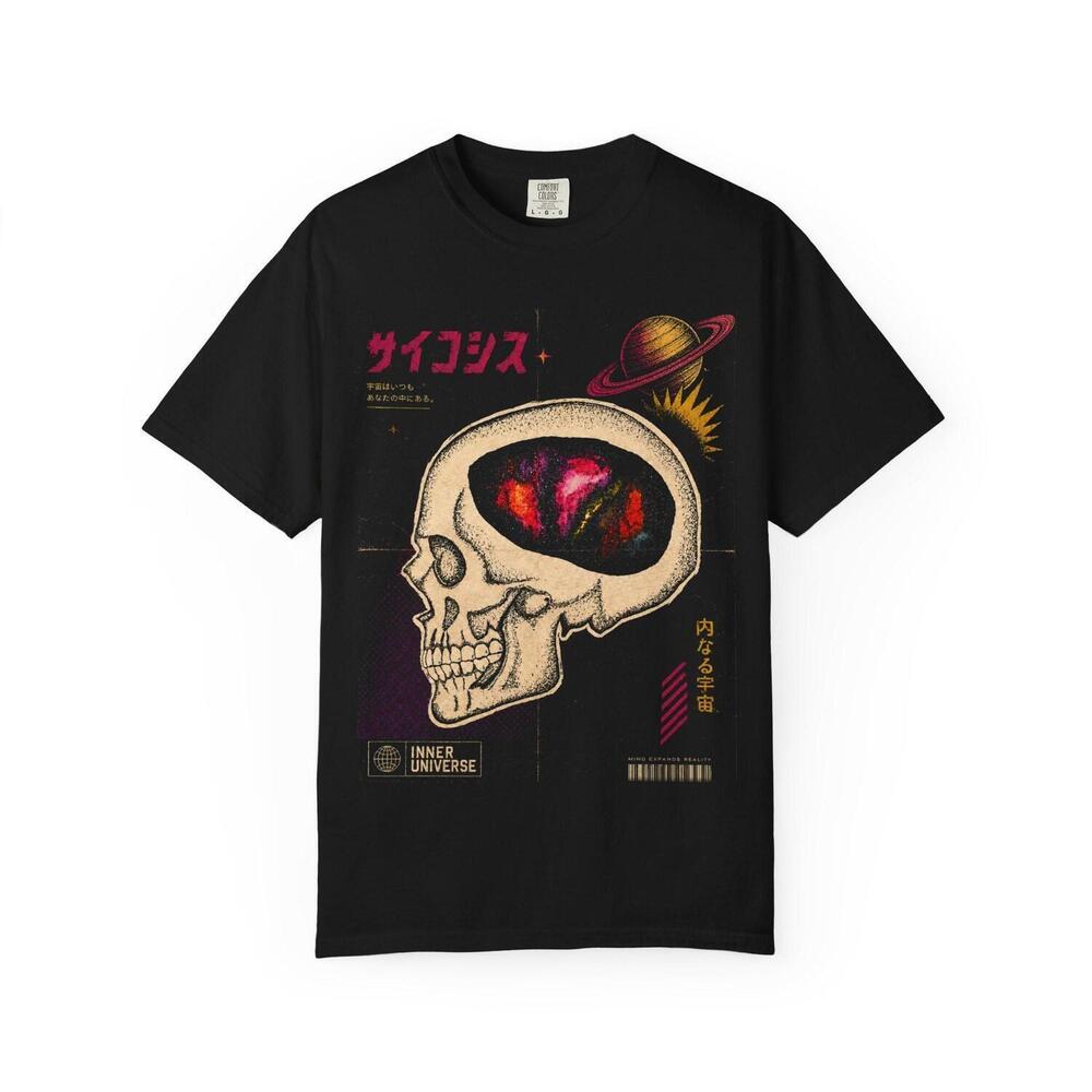 Skull Cosmos T-Shirt Retro Japanese Space Graphic